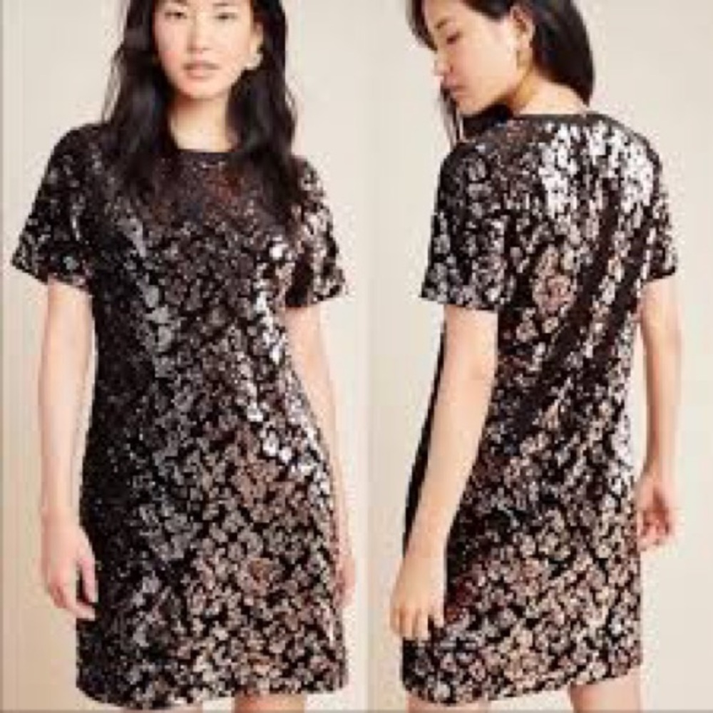 Ro + De Andi Sequined Velvet Tee Dress XL, NWT Anthropologie